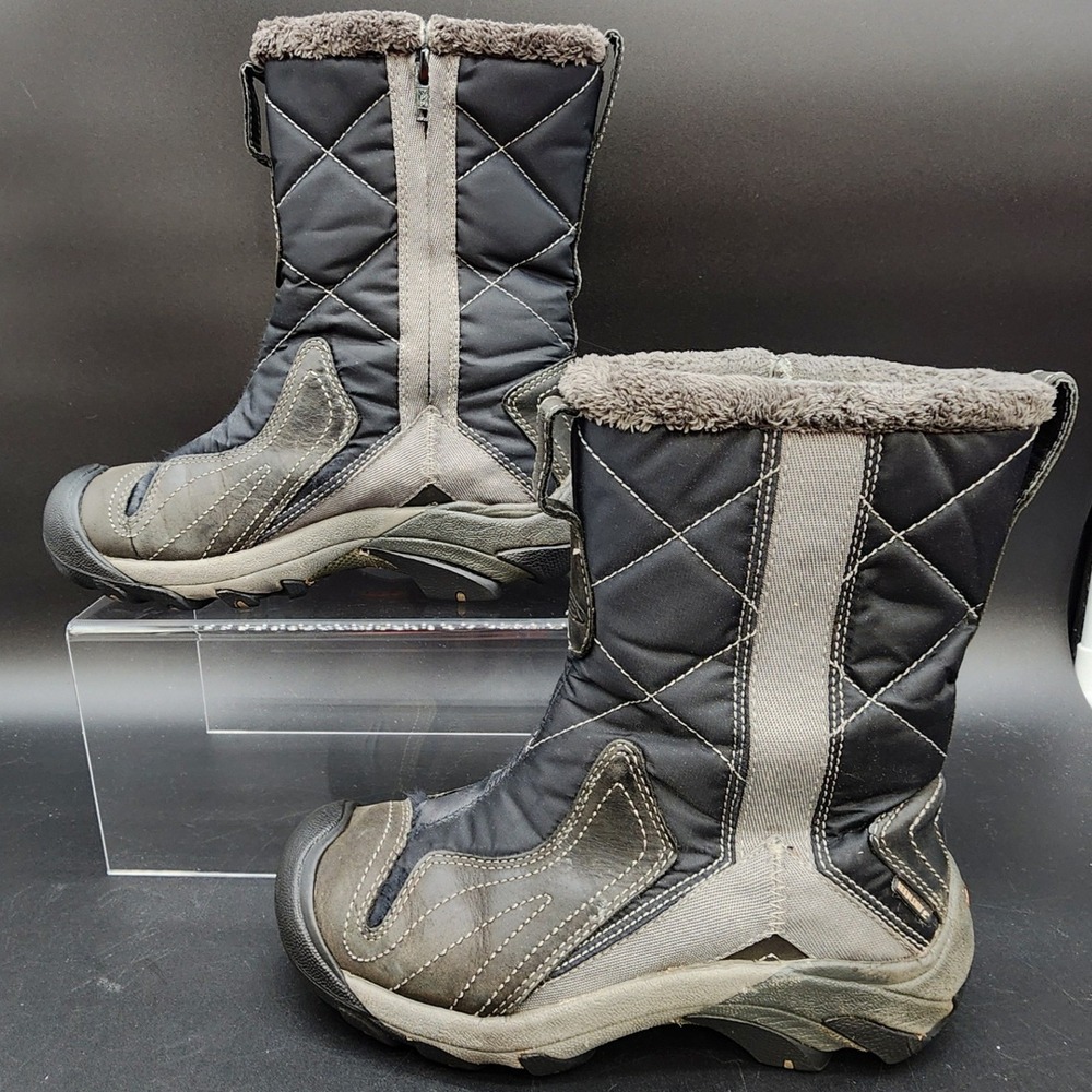 KEEN Size 6 Black Grey Quilted Winter Boots Insulated Waterproof Hiking Gorpcore